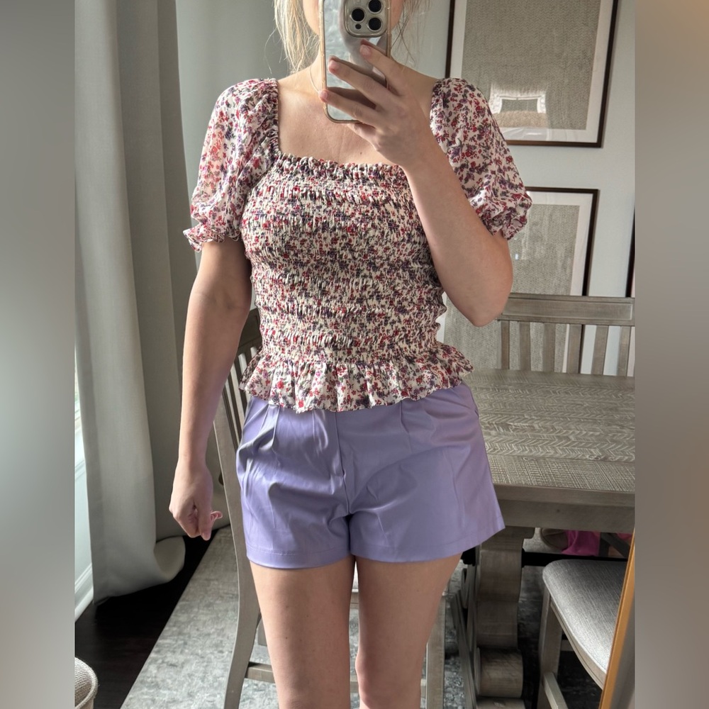 Floral Smocked Puff Sleeve Top